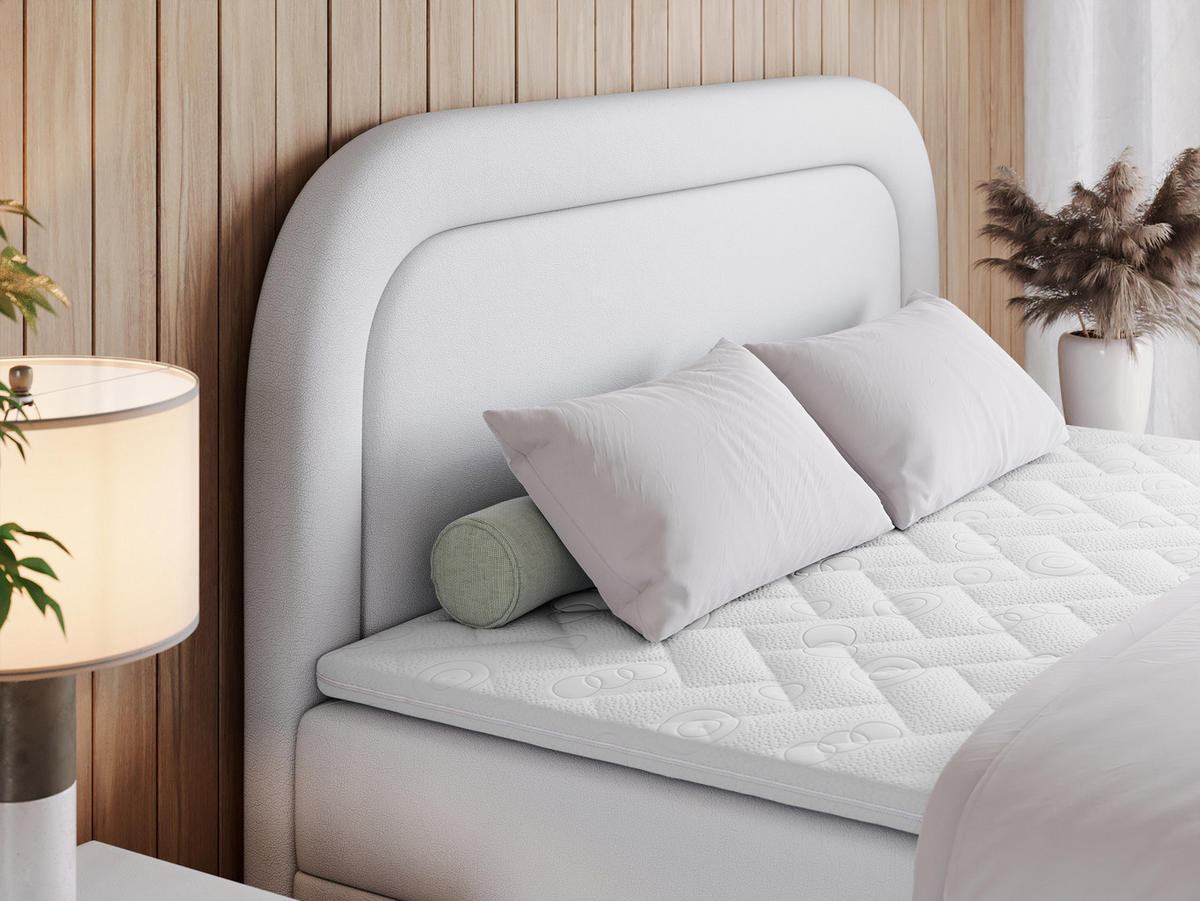 BOXBETT EIRA 140/200 Weiß Kunstleder - H4 - Silberfarben/Weiß, Holz/Textil (140/200cm) - MKS