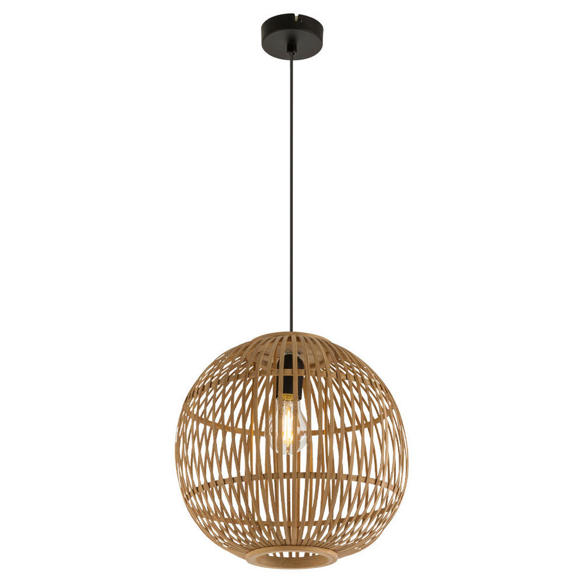 LED HÄNGELAMPE Hildegard Bambus Geflecht Beige - Beige, Holz (30/30/150cm) - Globo Lighting