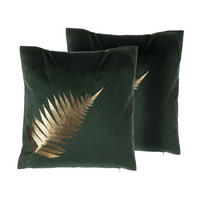 DEKOKISSEN 2er-Set Dunkelgrün 45/45 cm Fern - Dunkelgrün, Textil (45/45cm) - Beliani