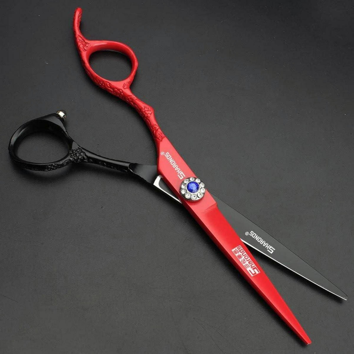FRISEURSCHEREN Set 6 Zoll Linkshänder 2-teiliges Set - Rot, Metall (15.2/1.5/15.2cm)