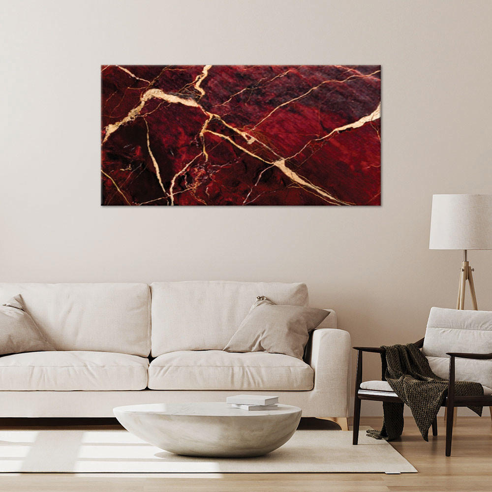 LEINWANDBILD Roter Marmor mit goldenem Loft-Stil 120x60cm - Rot, Textil (120/60cm) - Feeby