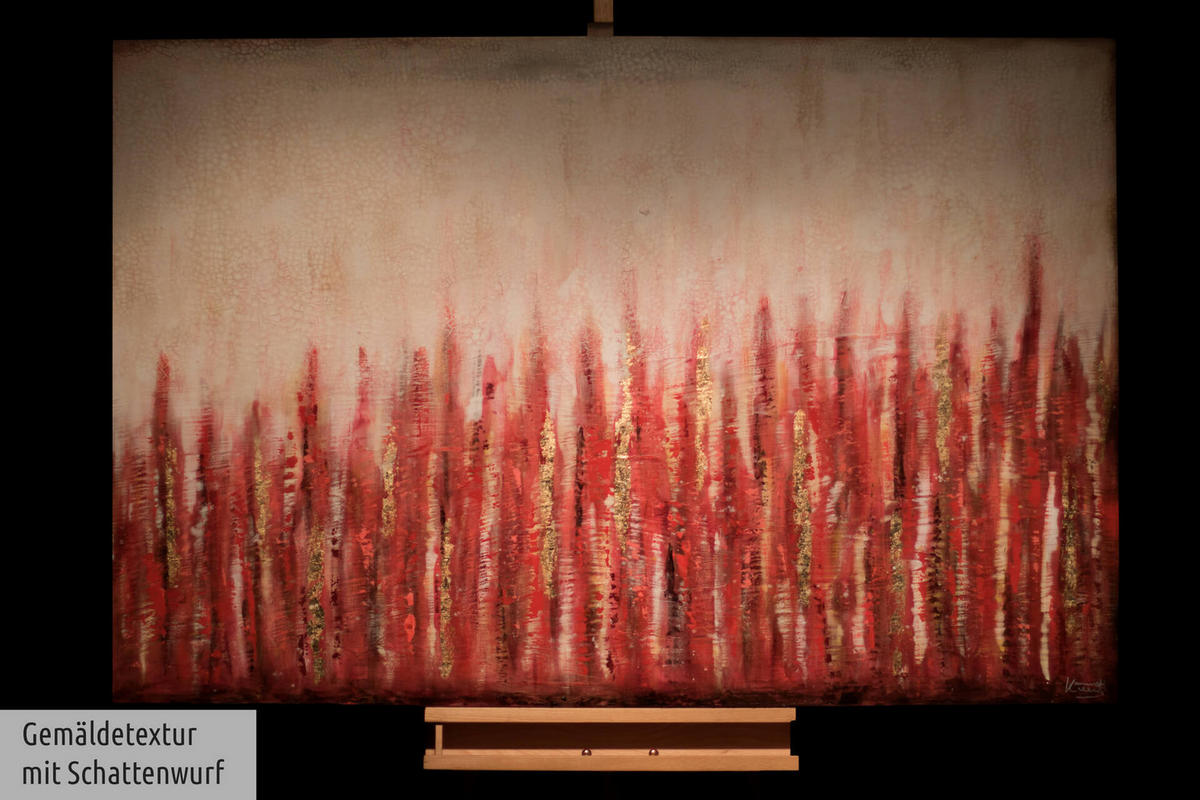 ACRYLBILD HANDGEMALT 120/80 cm - Beige/Rot, Holz/Textil (120/80cm) - KUNSTLOFT