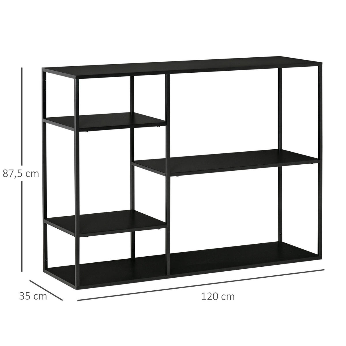 STANDREGAL, Bücherregal, Schwarz - Schwarz, Metall (35/87.5/120cm) - HOMCOM