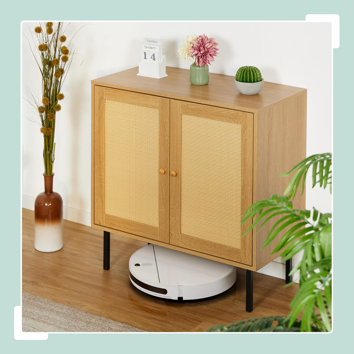 KOMMODE - Hellbraun, Holzwerkstoff/Kunststoff (80/80/40cm) - Relaxdays