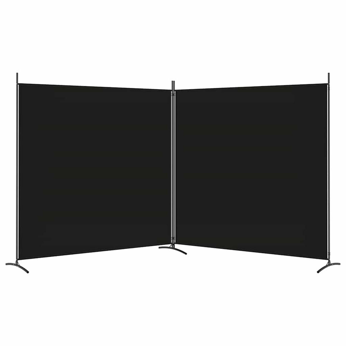 PARAVENT 2-teilig Schwarz 348/180 Cm Stoff - Schwarz, Textil (348/180/0.1cm) - vidaXL
