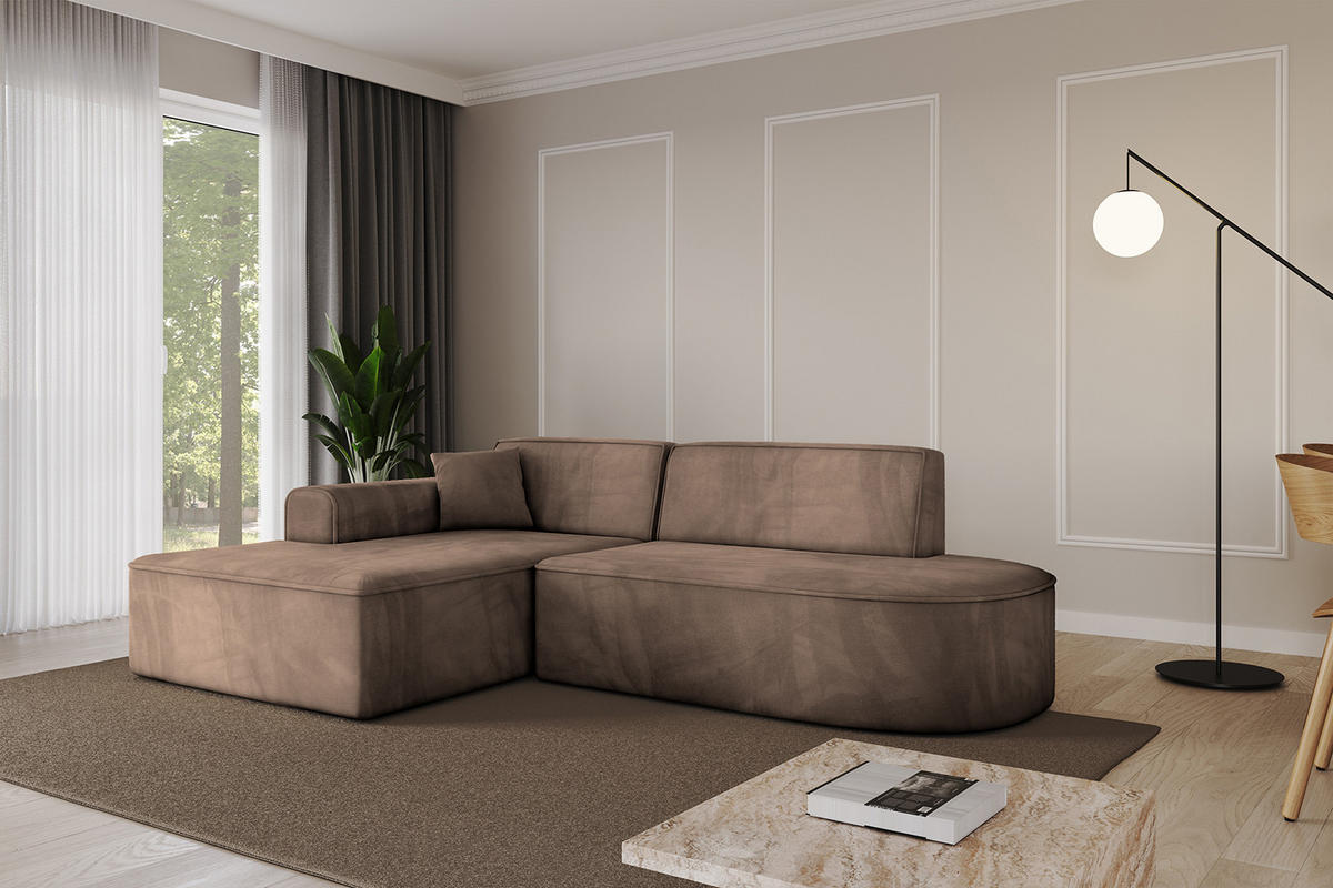 ECKSOFA Ottomane Links IREA-L1-v3 - 232x165x77 cm Braun - Braun, Holzwerkstoff/Textil (232/165cm) - ALTDECOR