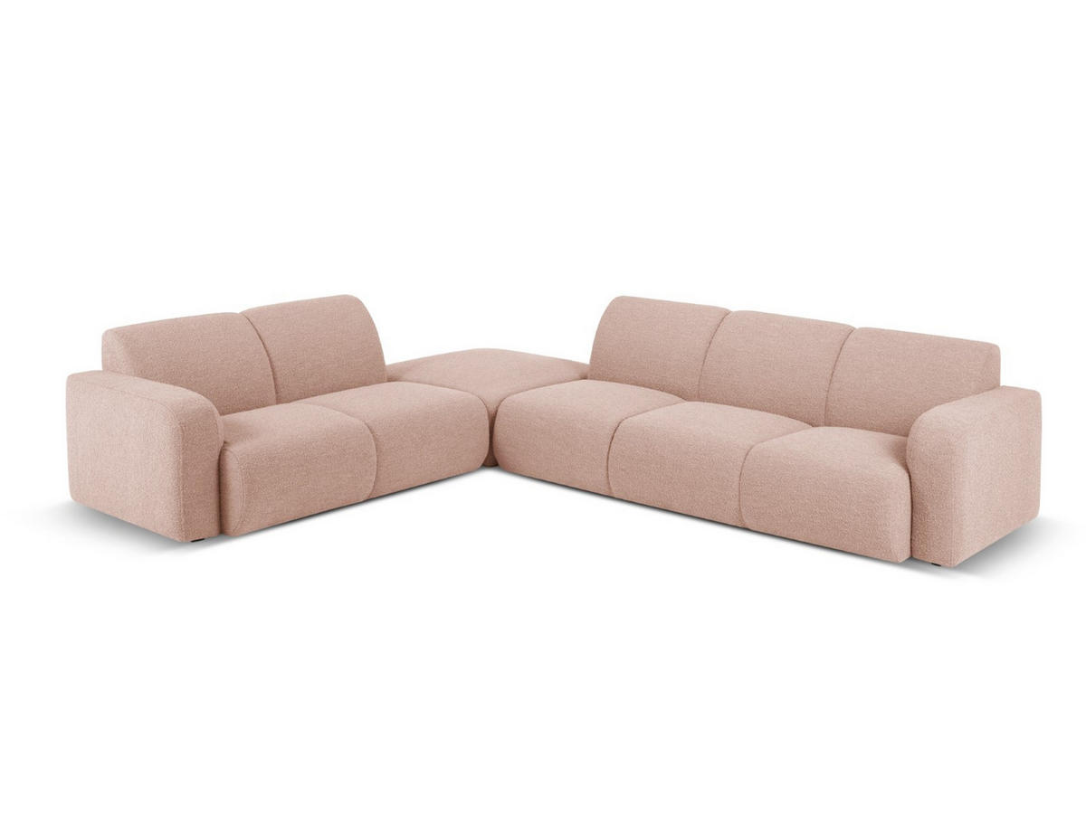 ECKSOFA links Molino aus Boucle puderrosa 6 Sitzplätze - Pink, Textil (250/315cm) - Micadoni