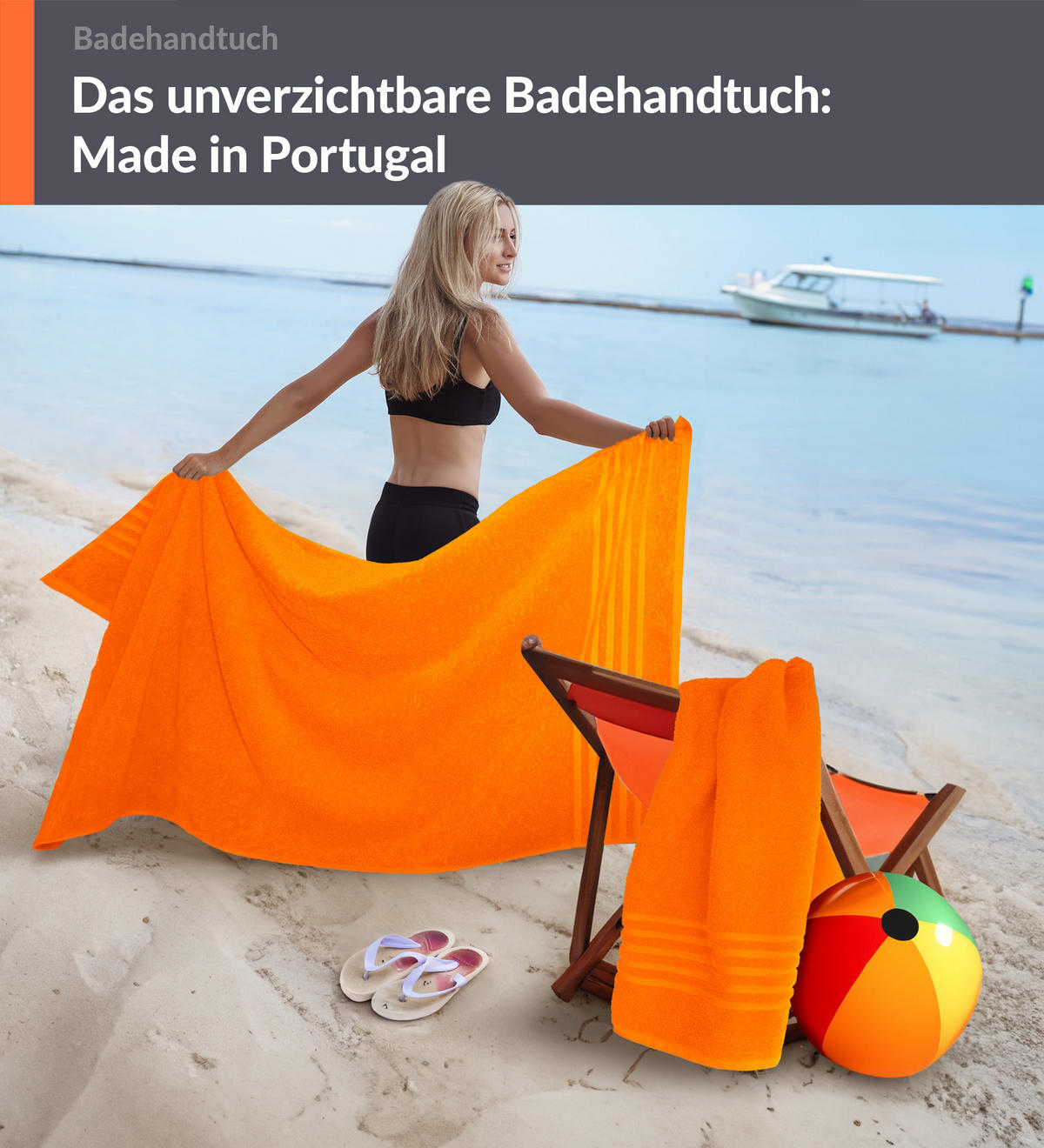 BADETUCH London Clementinen Orange 2er Set 100x150 - Orange, Textil (100/150cm) - Lashuma