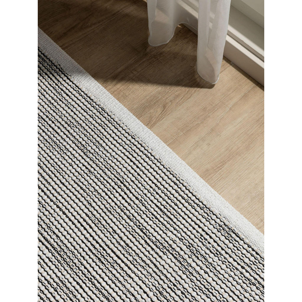 Thumbnail - benuta Baumwollteppich, Schwarz, Textil, Uni, Rechteckig, 60x120 cm, Oeko-Tex® Standard 100, für Fußbodenheizung geeigne...