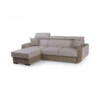 ECKSOFA PALAZZO Beige Geflochtener Stoff mit Schlaffunktion - Beige, Holz (236/165cm) - MASSENO
