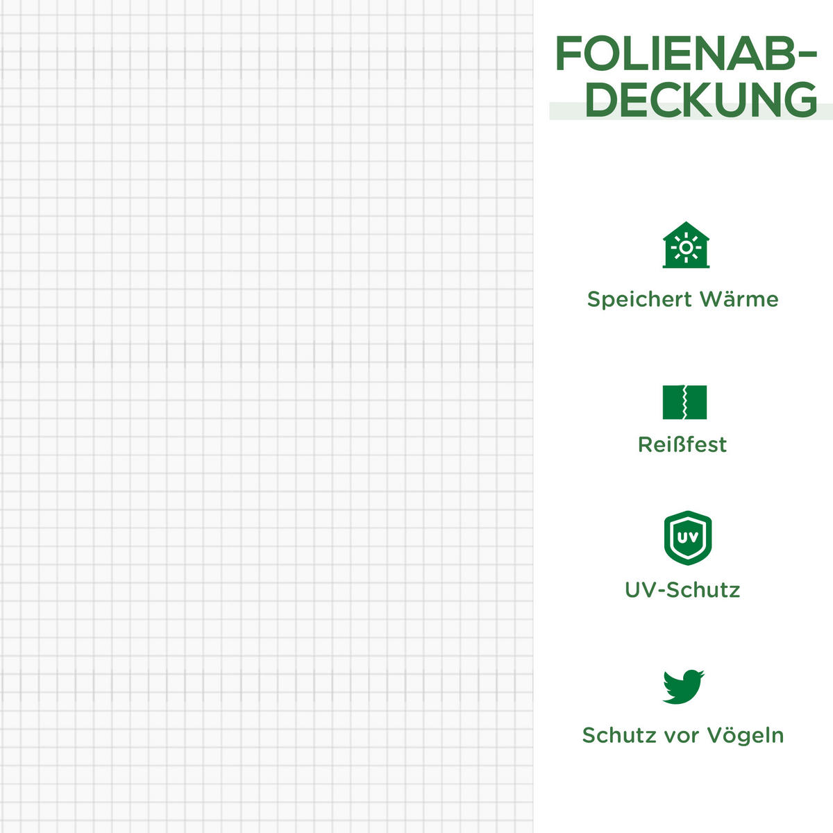 FOLIENGEWÄCHSHAUS, Weiß, PE, Stahl - Weiß, Kunststoff (90/90/180cm) - Outsunny