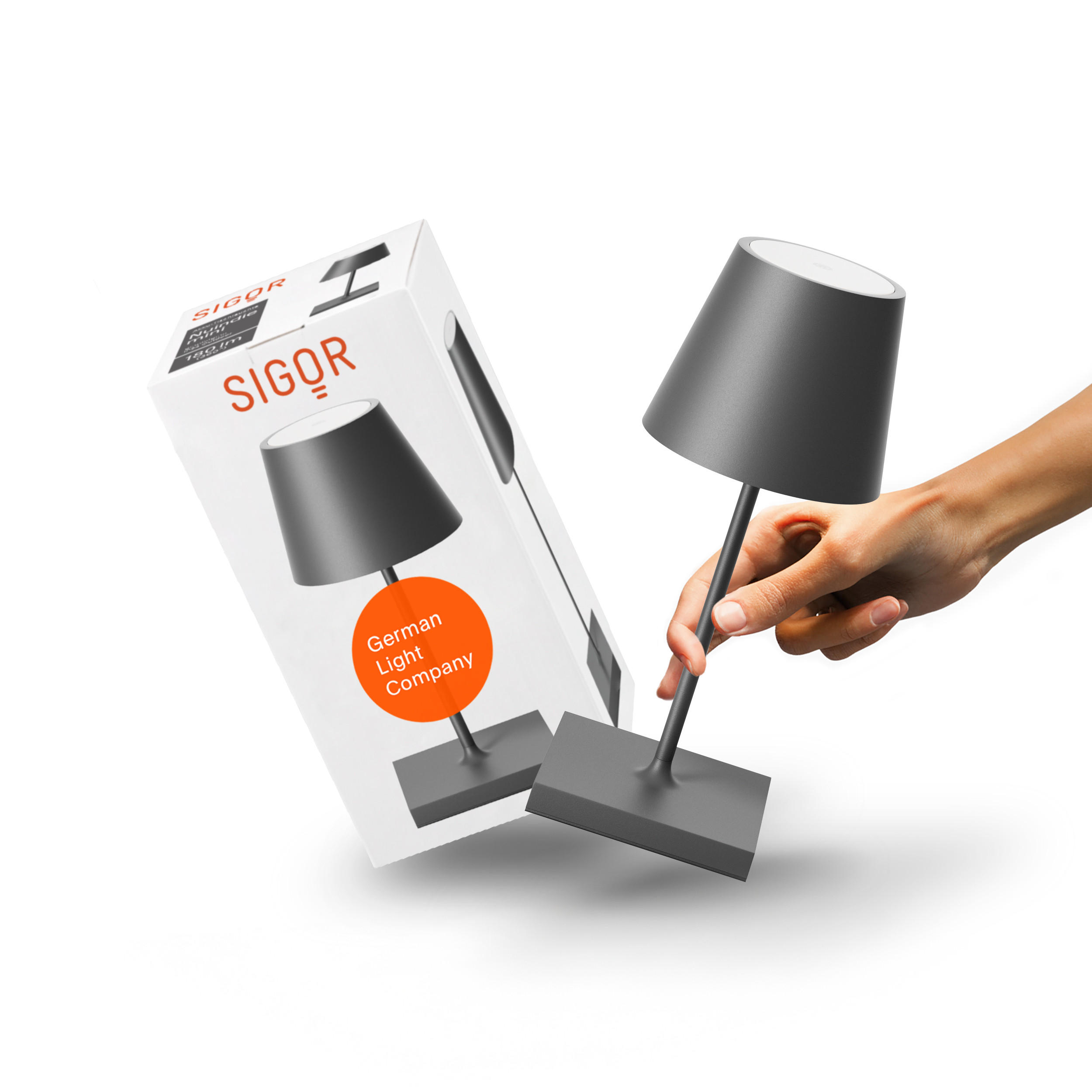 LED Akku-Tischlampe, Nuindie mini 3.0 graphitgrau - Grau, Metall (25/10/25cm) - Sigor