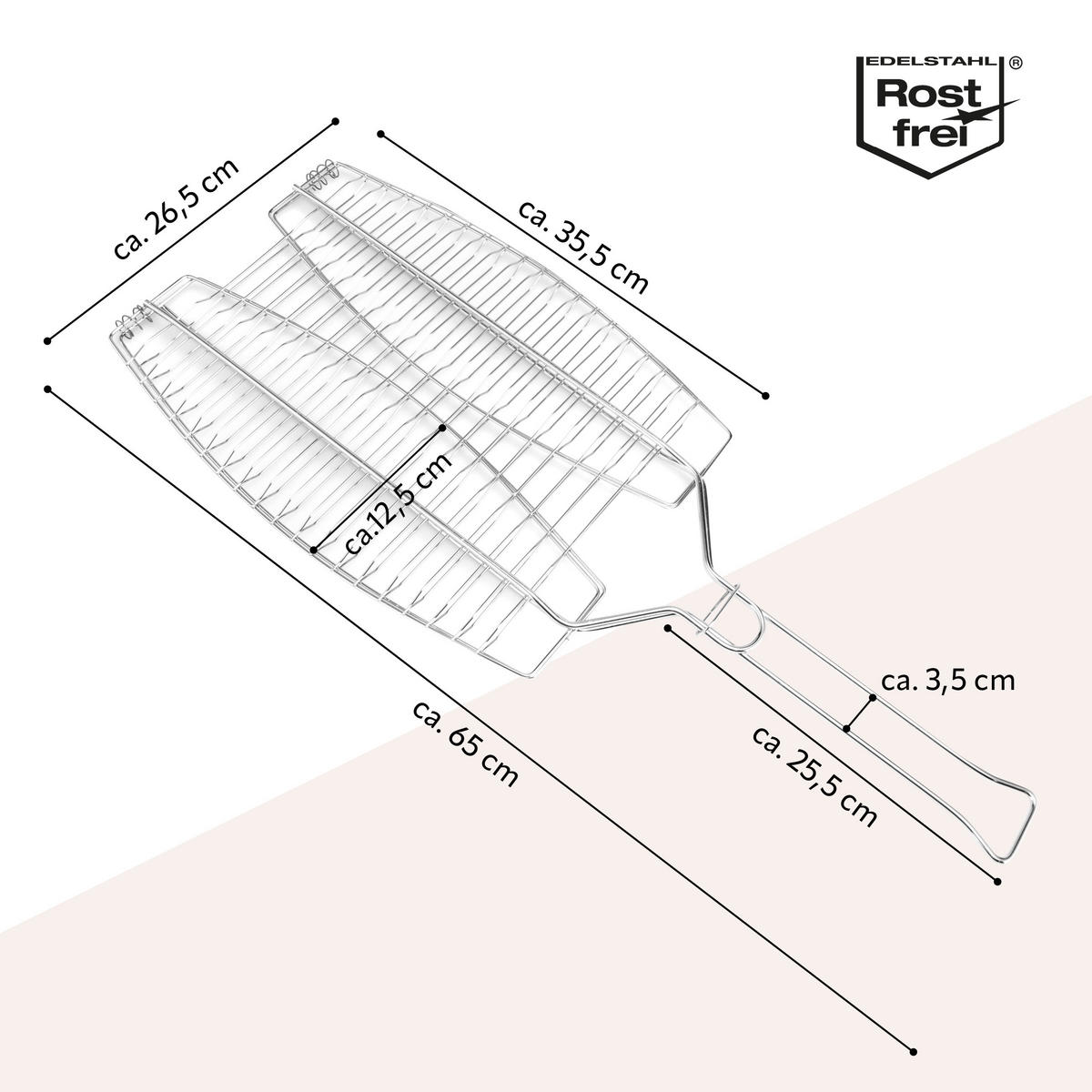FISCHGRILLER, silber, Edelstahl - Edelstahlfarben, Metall (26.5/26.5/65cm) - bremermann
