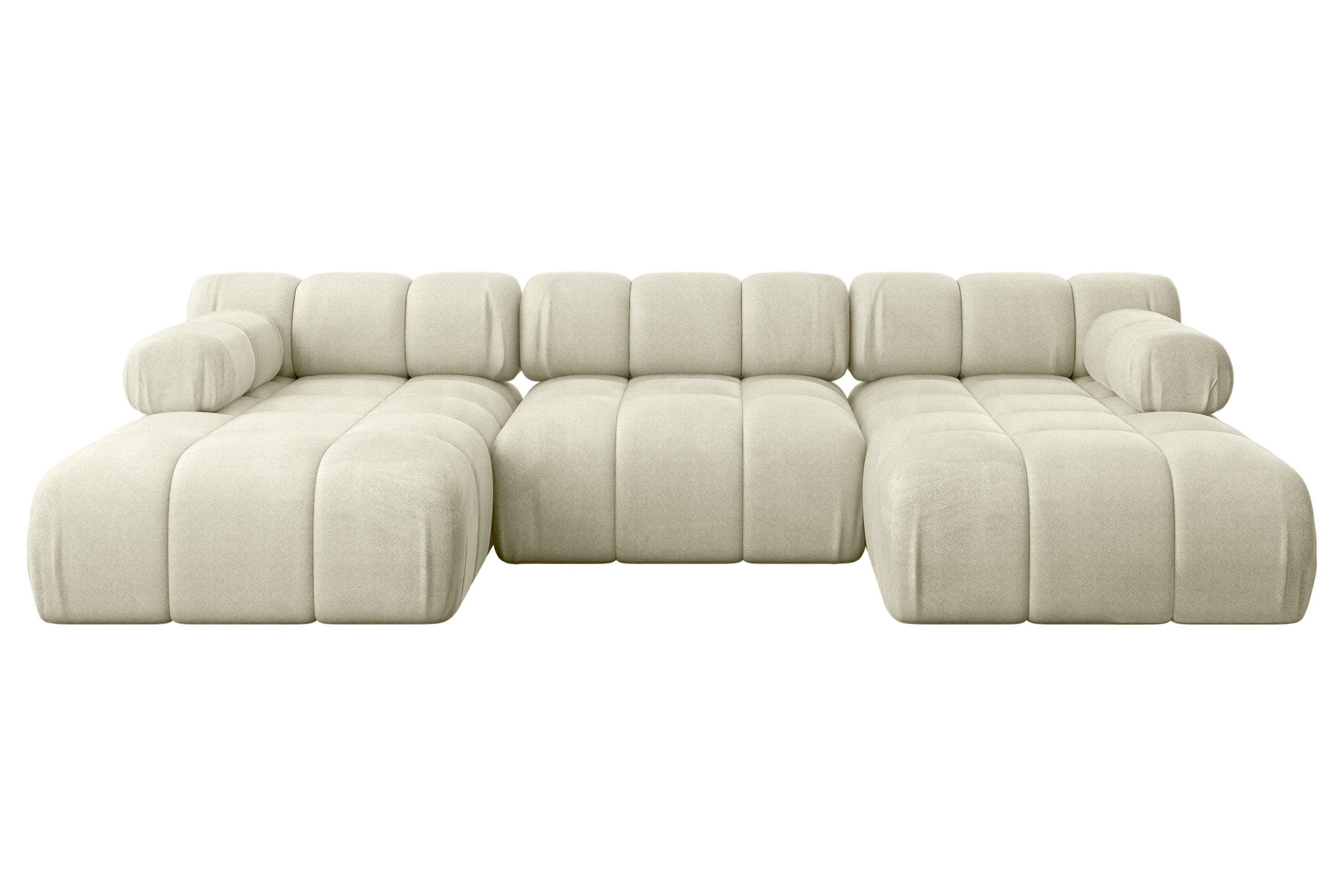 WOHNLANDSCHAFT modulares Sofa Tesso-U1 - 285x160x70 cm Beige Velours - Beige, Holzwerkstoff/Textil (285/70/160cm) - ALTDECOR