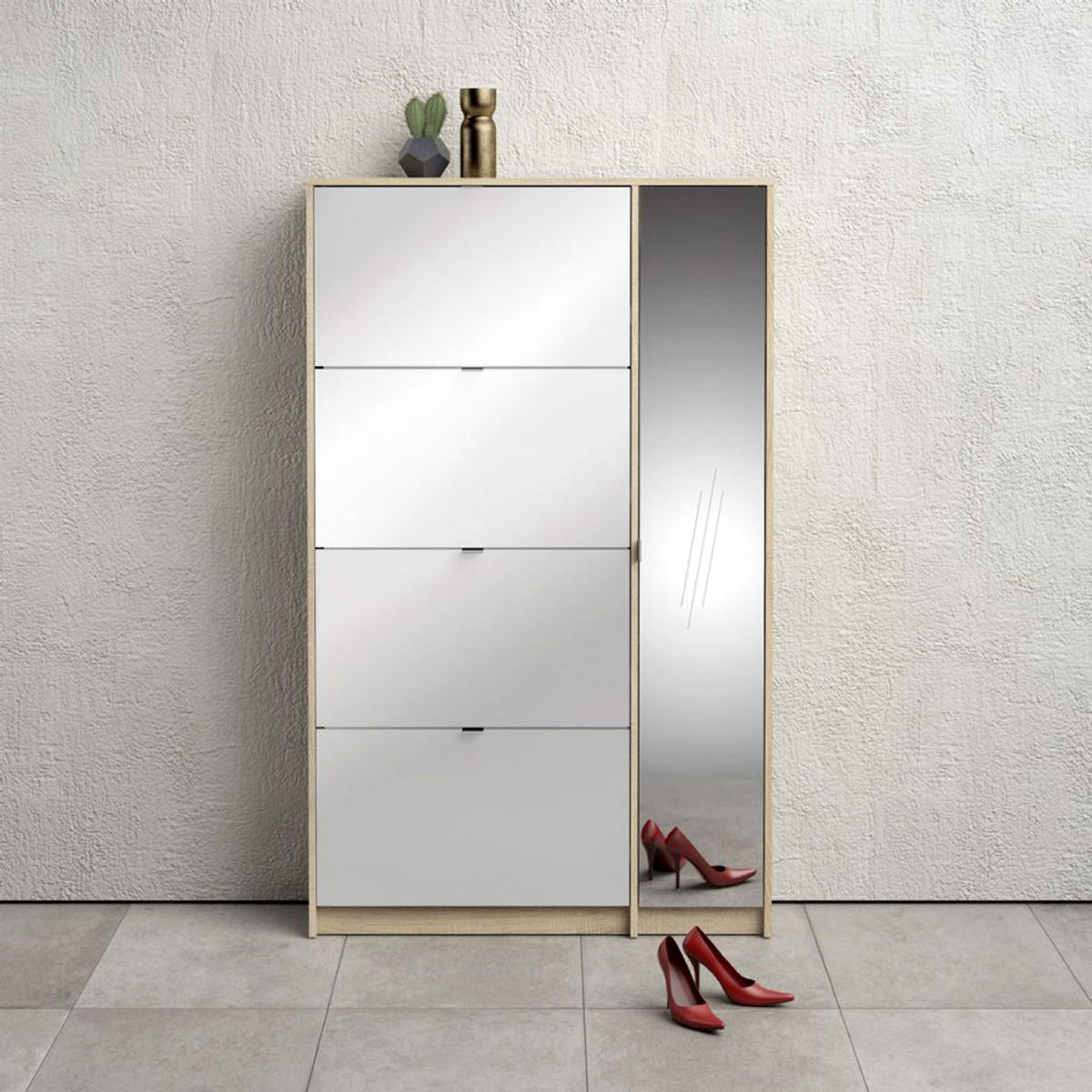 SCHUHKIPPER Eiche Dekor - Eichefarben, Holzwerkstoff (99/162/24cm) - ebuy24