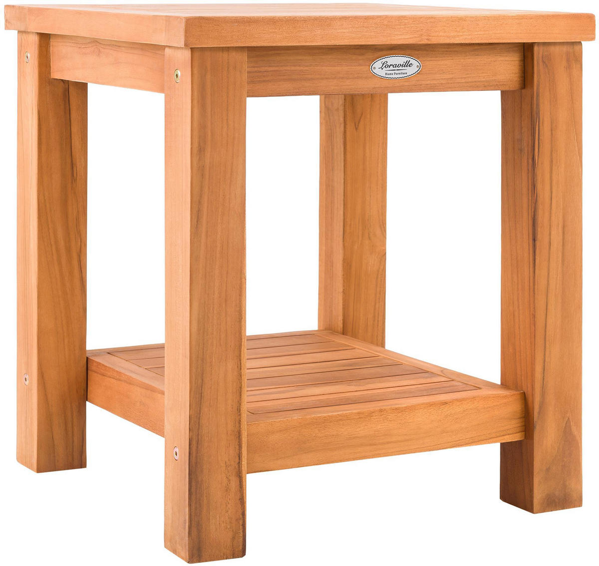 BEISTELLTISCH eckig 45/45/50 cm Holz Teak - Braun/Teakfarben, Holz (45/45/50cm) - CLP