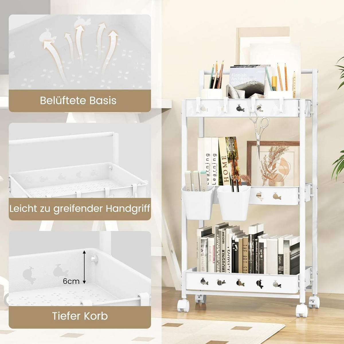 SERVIERWAGEN Weiß - Weiß, Kunststoff (29/83/42cm) - COSTWAY