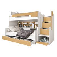 ETAGENBETT HARRY 260x129 cm – Stockbett für 2 Personen mit Treppe, Stauraum und 2 Matratzen - Braun, Holz (120/200cm) - Wohnideebilder