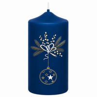 ADVENTSKERZEN Bala in Samtlook Midnight Blue 12 x 6 cm, 4er Set - Blau, Paraffin (6/12/12cm) - Kopschitz Kerzen