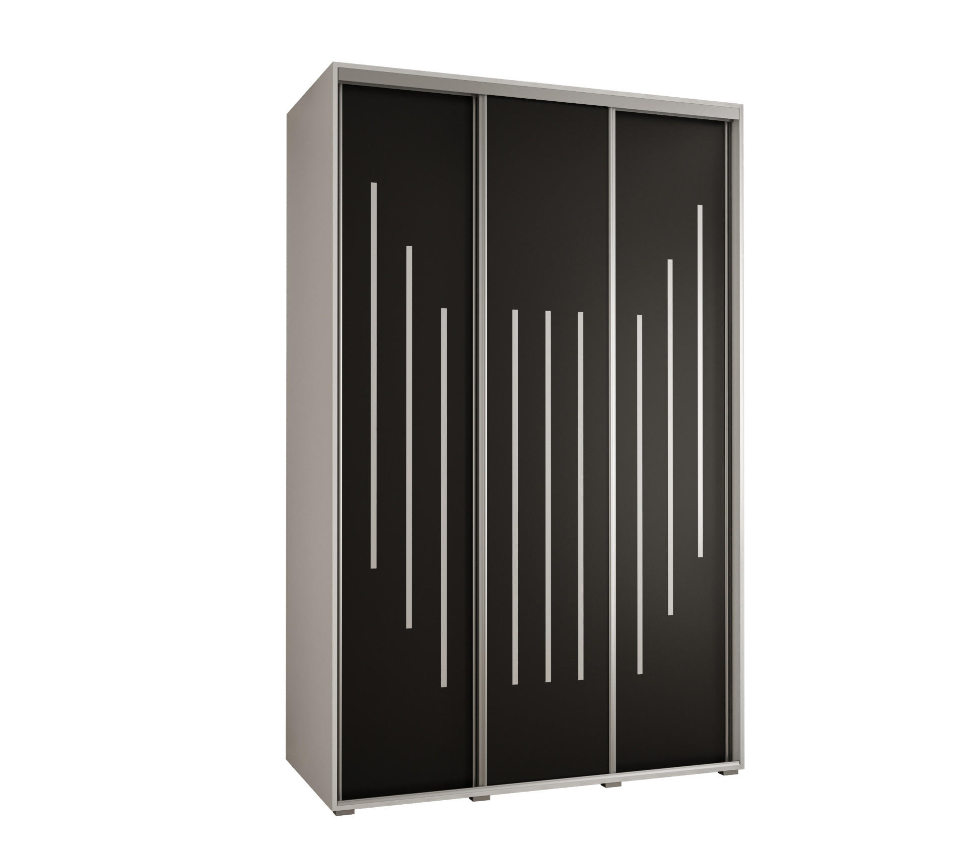 Abiks Möbel Schwebetürenschrank Weiß, Schwarz, Silber 150x235x45 cm