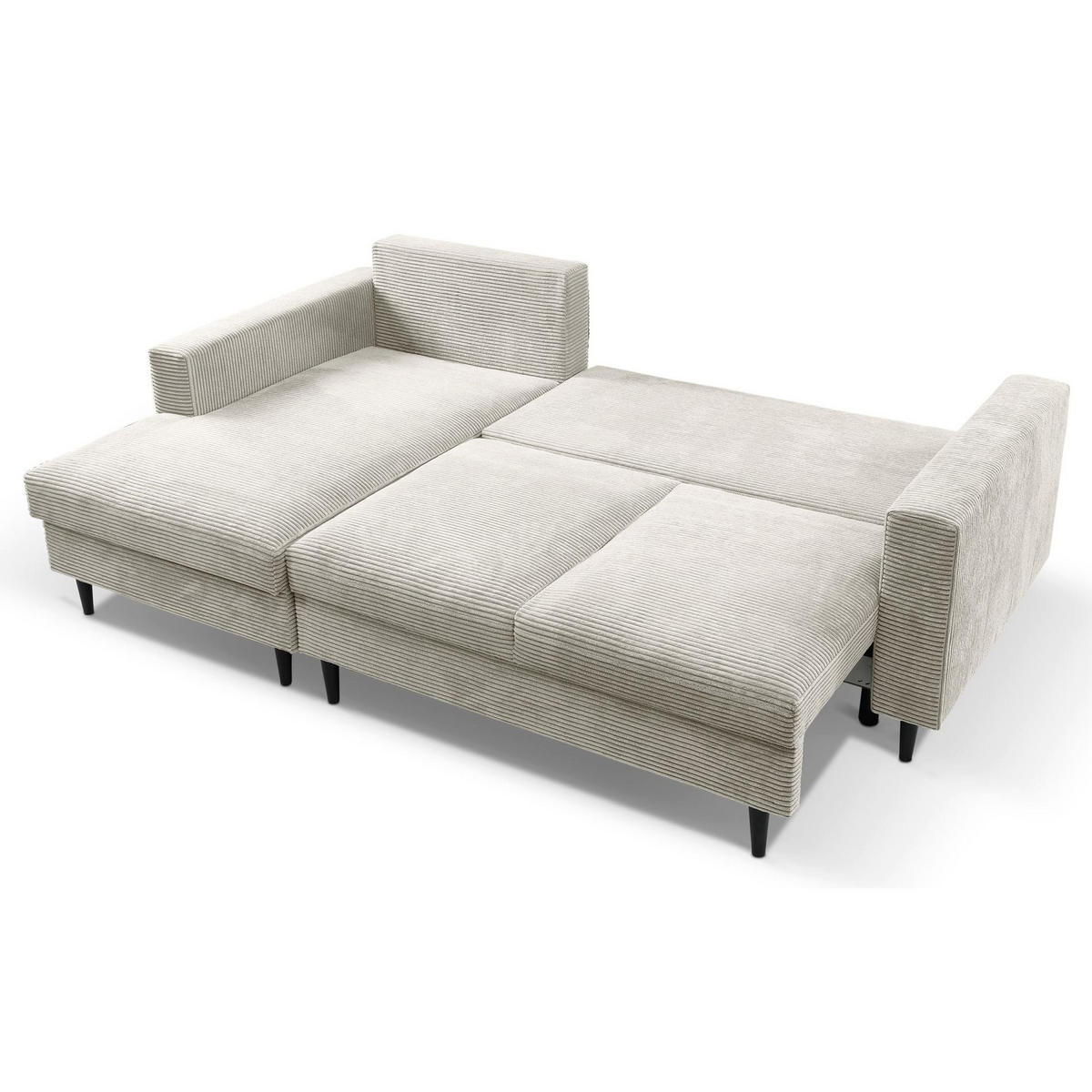 ECKSOFA Nalika Hellbeige mit Cordbezug - Beige/Creme, Holz/Textil (230/143cm) - Selsey