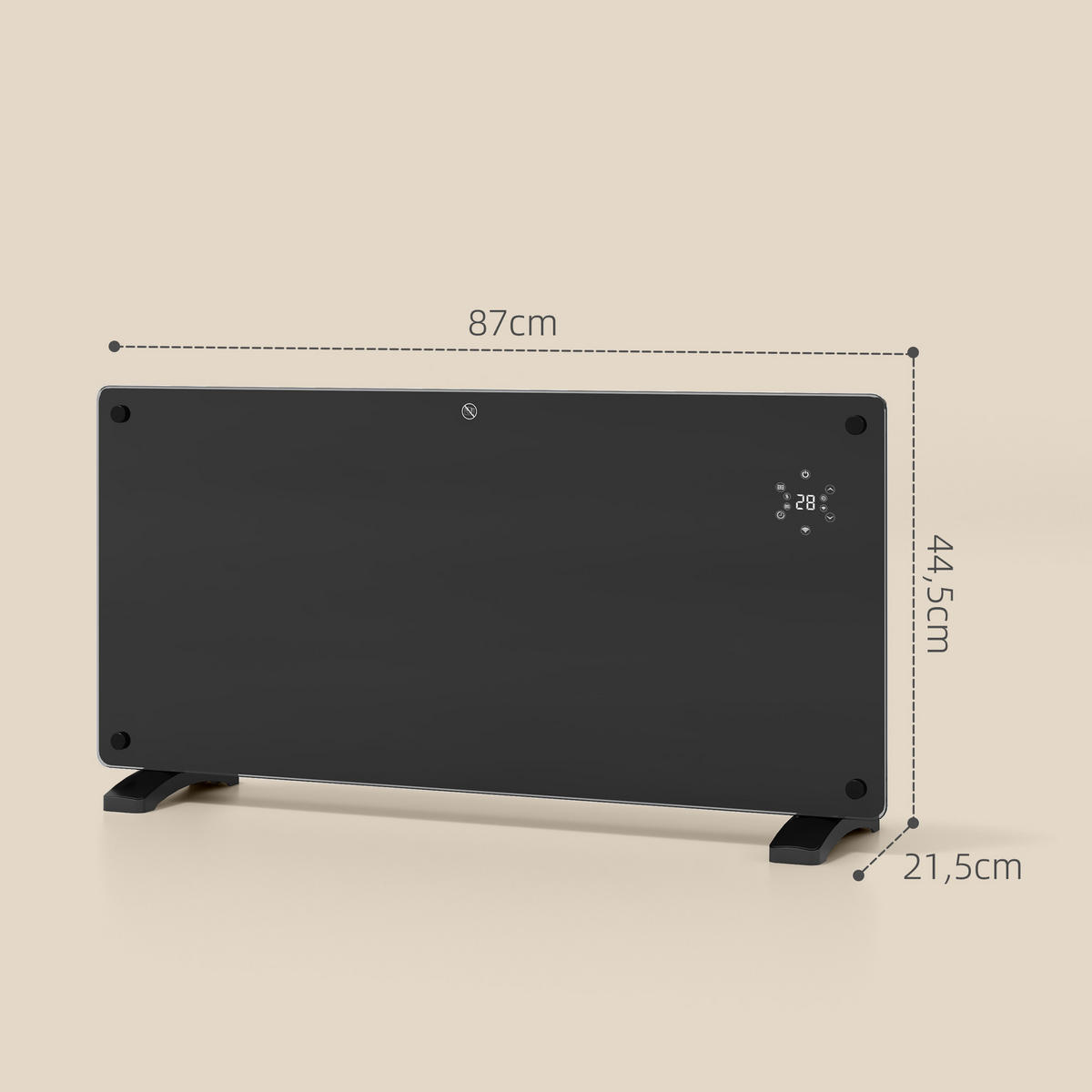 HEIZGERÄT DE-17044 2000 W mit LED-Display & Timer - Schwarz, Glas (21.5/44.5/87cm) - ComfortXL