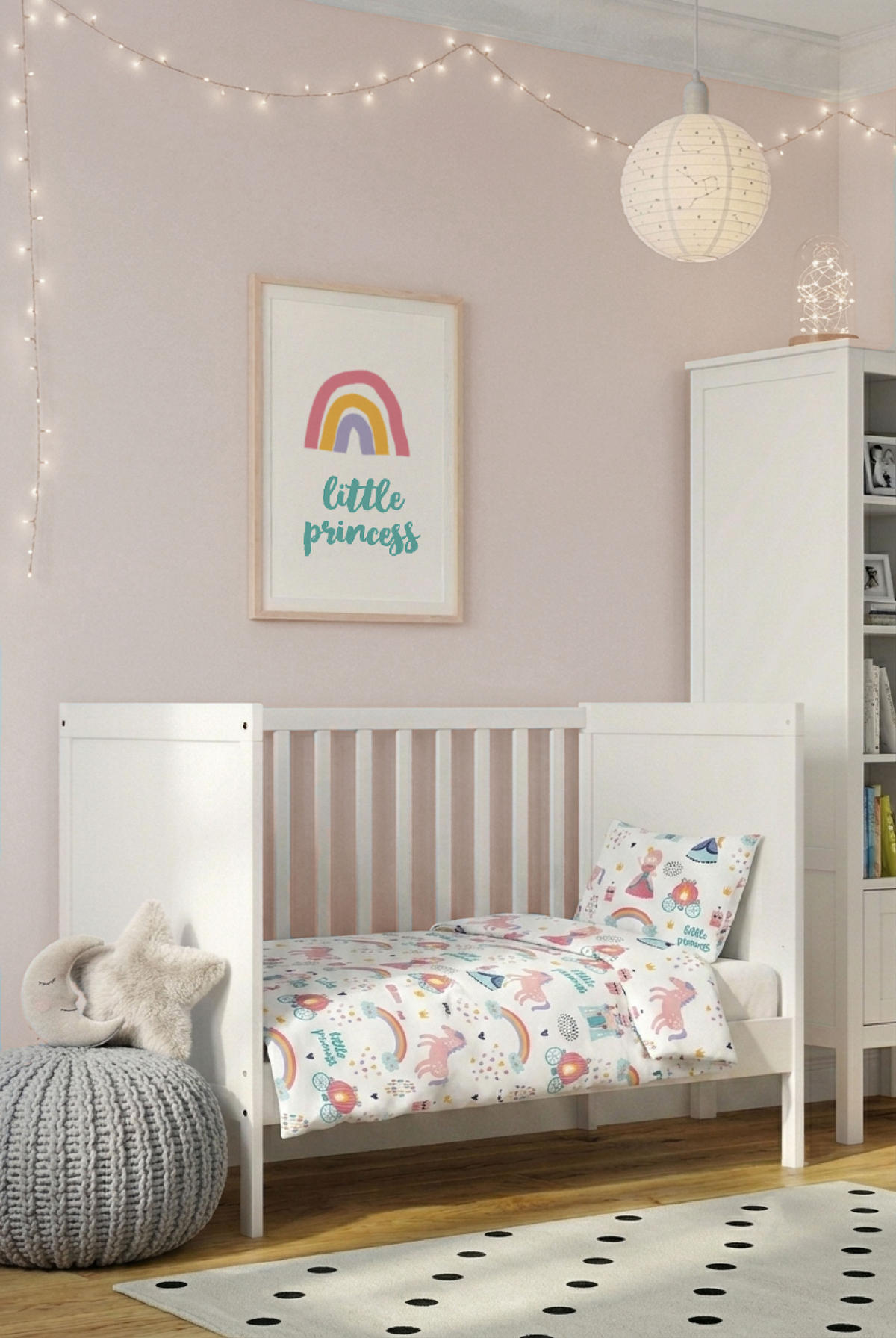 BETTWÄSCHE-GARNITUR Premium Biber Little Princess weiss, 100x135 cm + 40x60 cm - Weiß, Textil (100/135cm) - biberna