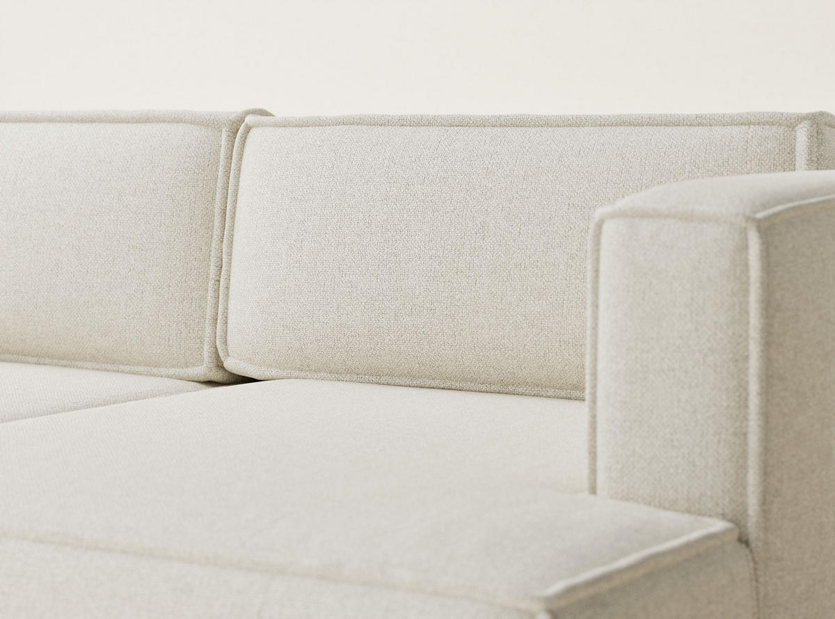 ECKSOFA MIT SCHLAFFUNKTION Velto Creme Webstoff - Creme/Schwarz, Holz/Holzwerkstoff (250/152cm) - Maison de Reve