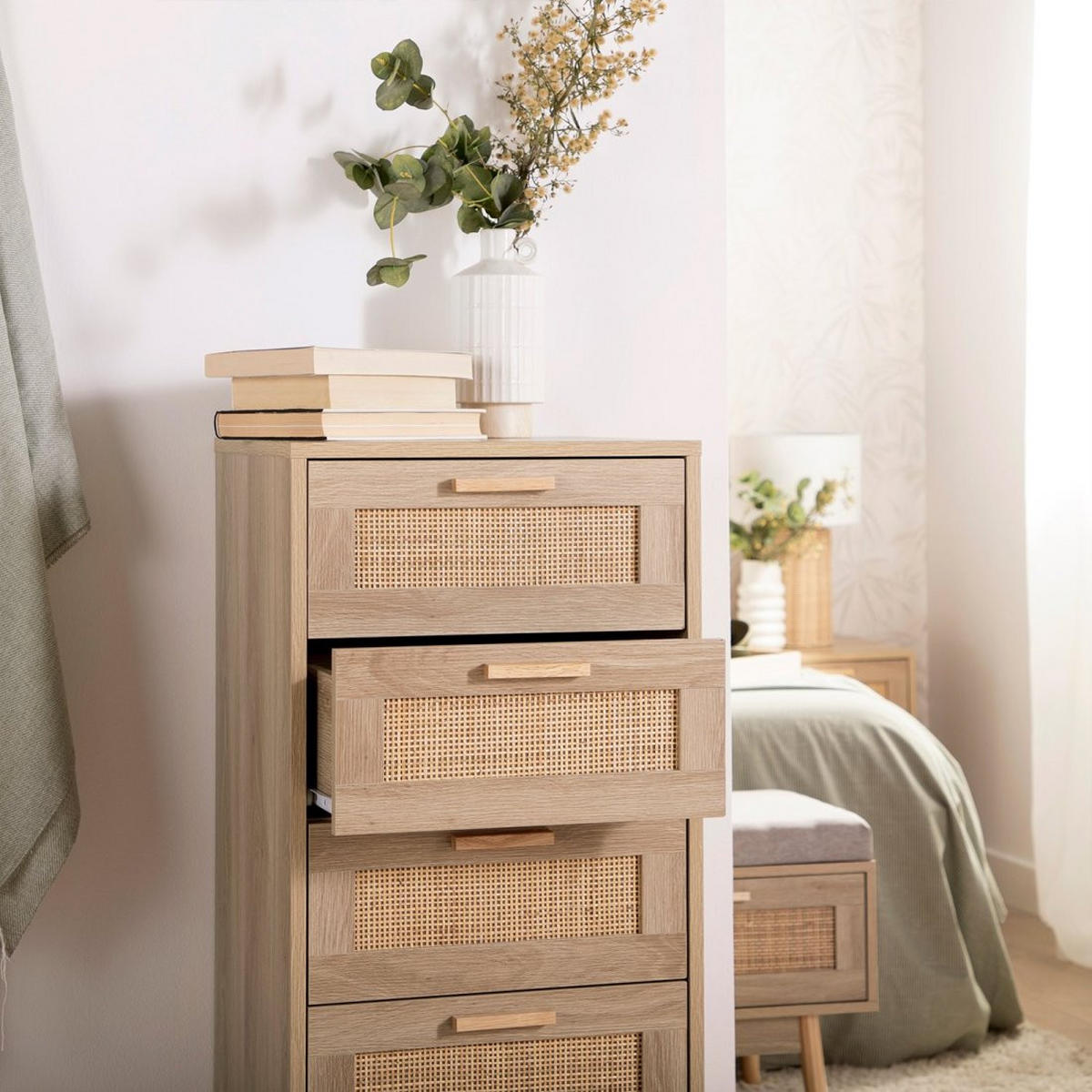 KOMMODE SCHMAL Tahiti Natürlich 42 cm x 107 cm - Naturfarben, Naturmaterialien (42/107/37cm)