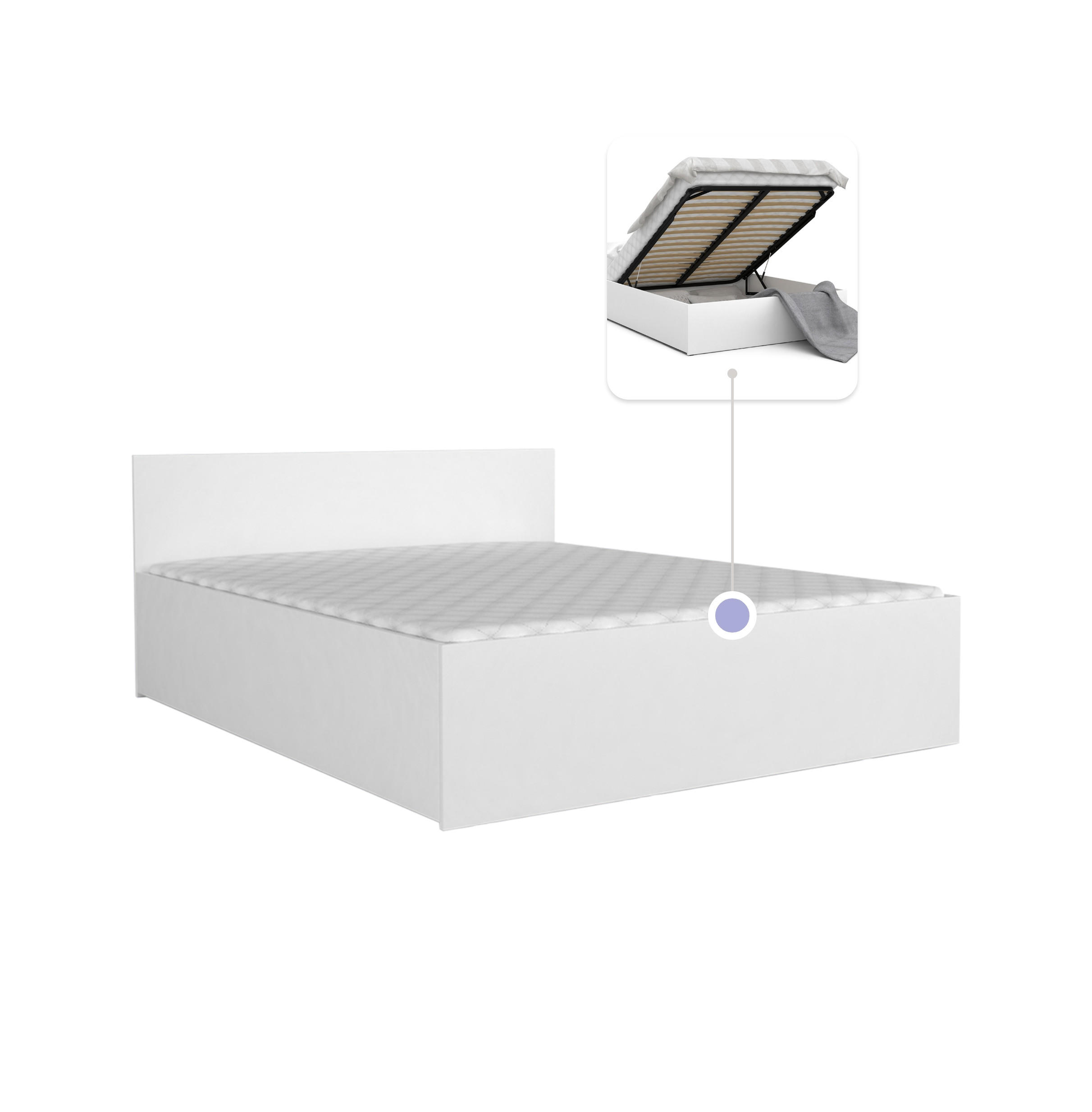 DOPPELBETT Sydney LUX 120x200 cm, Weiß halbmatt - Weiß, Textil (120/200cm) - Fedve