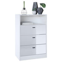 KOMMODE Pino Fronten in Weiß Hochglanz - Weiß Hochglanz, Holzwerkstoff (56/86.5/36cm) - Vladon