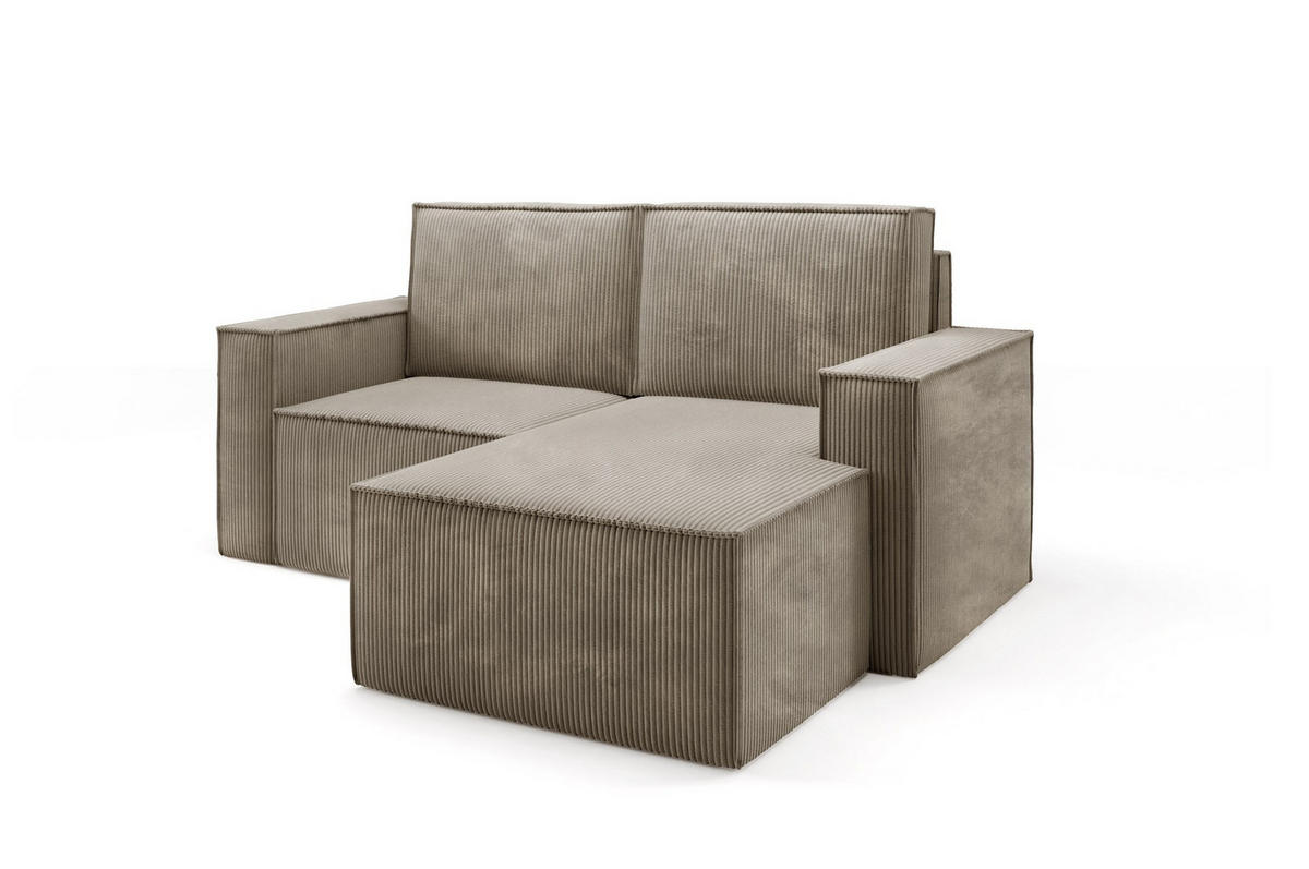 ECKSOFA Orto Hellbraun, Zweisitzer Kordecksofa rechte seite - Hellbraun, Holzwerkstoff/Textil (180/141cm) - Bettso