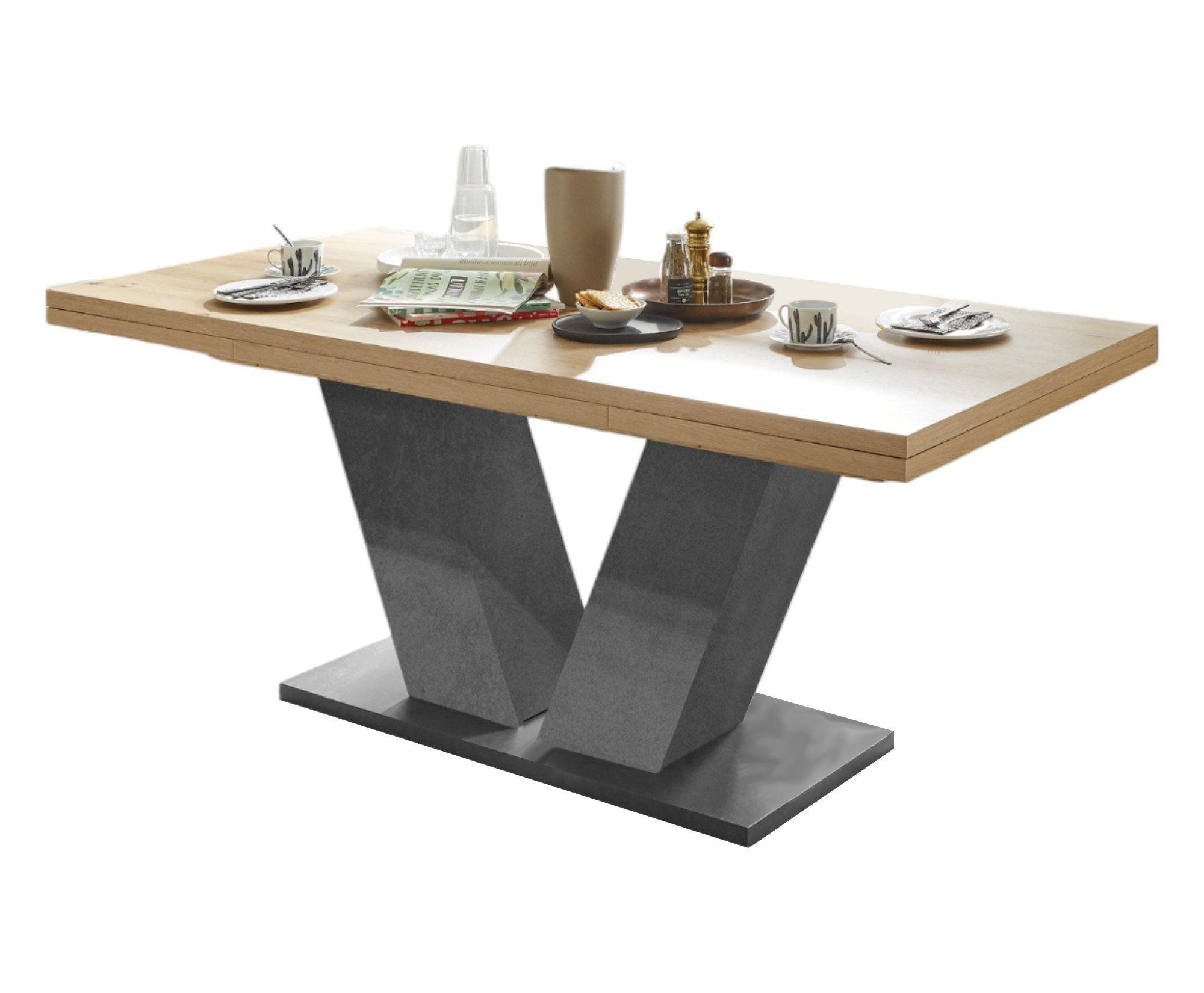 ESSTISCH ausziehbar Elena 160x90x76 Graphit/Asteiche - Graubraun, Holzwerkstoff (160/90/76cm) - 58aufmkessel