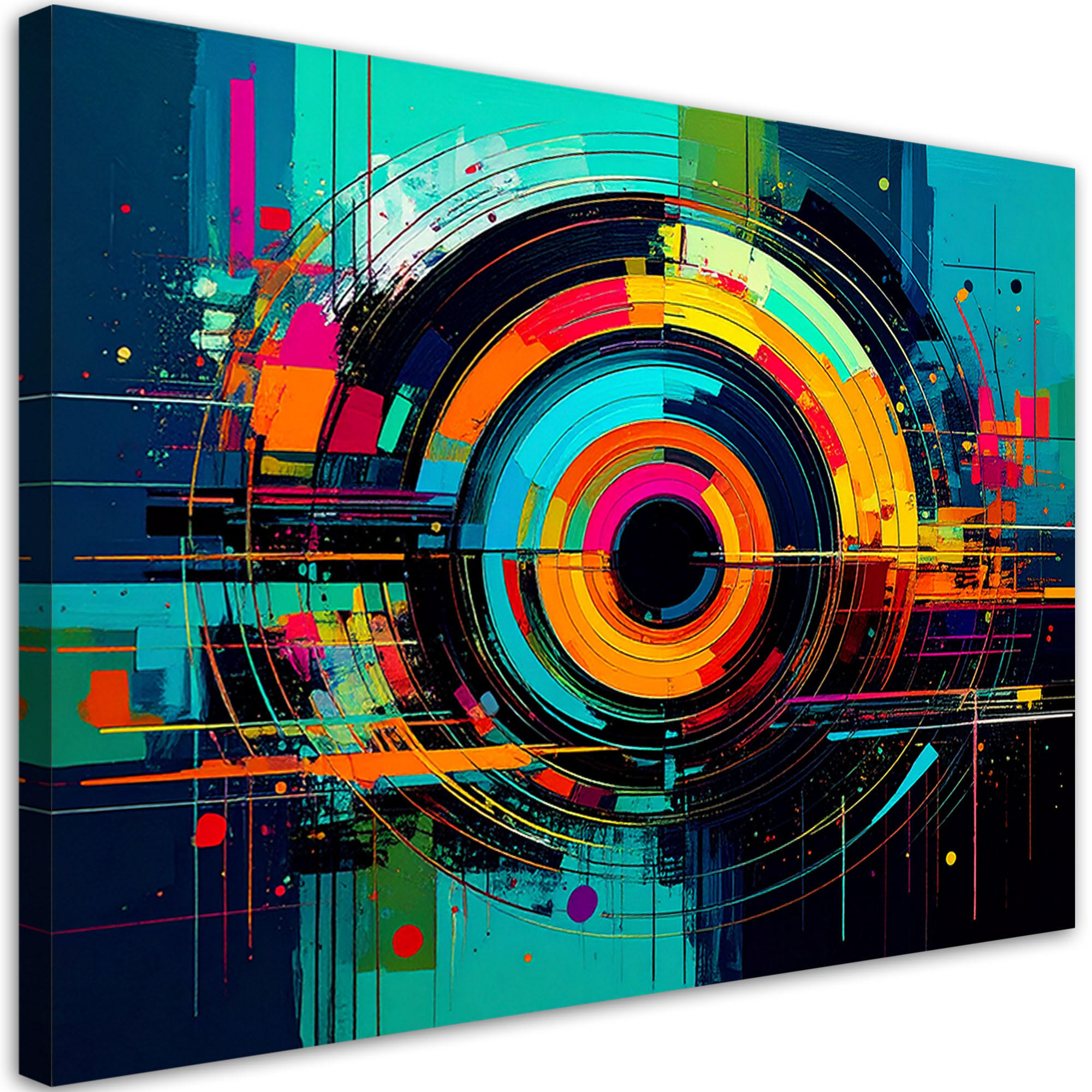 LEINWANDBILD Bunte Abstrakt Kreise Räder 120x80cm - Multicolor, Textil (120/80cm) - Feeby