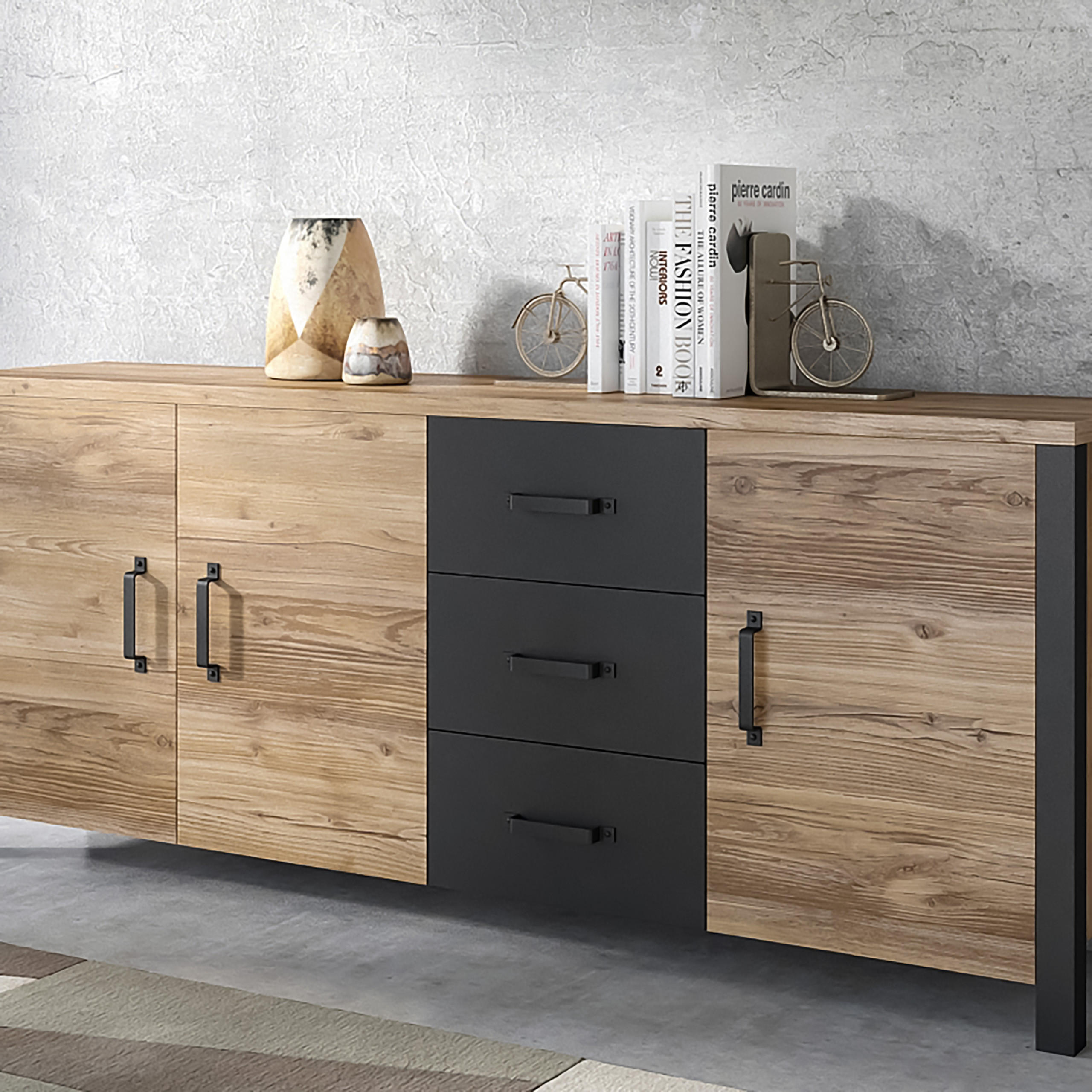 SIDEBOARD OLIVIERO 192/79/43 cm mit 3 Schubladen und 3 Türen Braun - Braun, Holzwerkstoff (192/79/43cm) - MASSENO