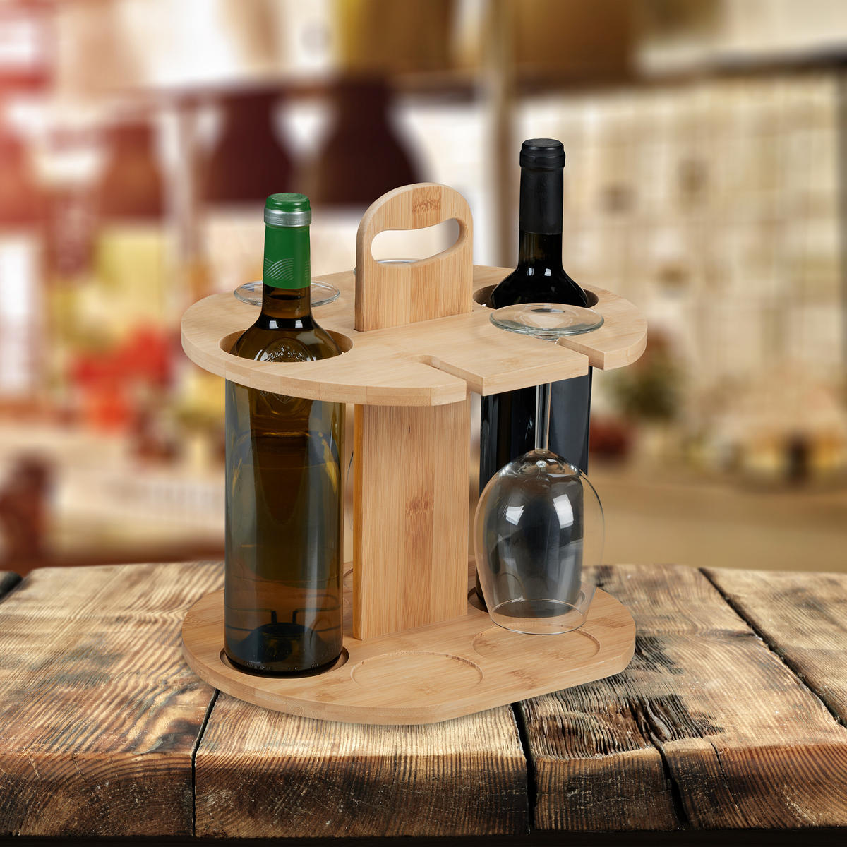 WEINBUTLER - Hellbraun, Holz (30/30.5/25cm) - Relaxdays