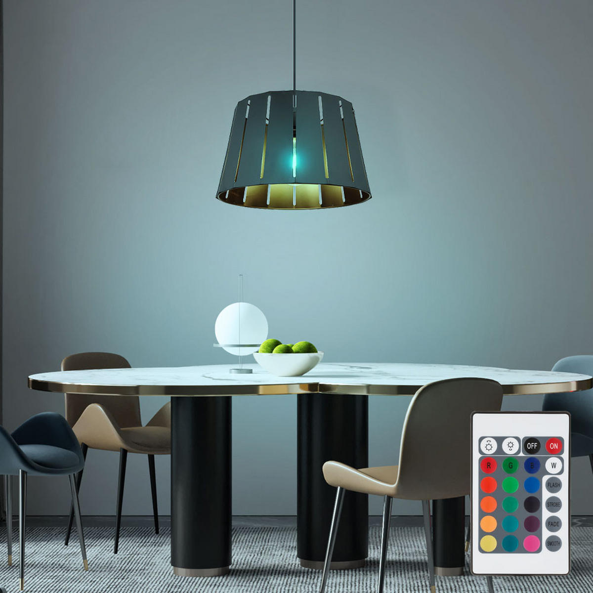 LED HÄNGELEUCHTE LUNA Schwarz Braun - Schwarz, Metall (35/35/120cm) - Globo Lighting