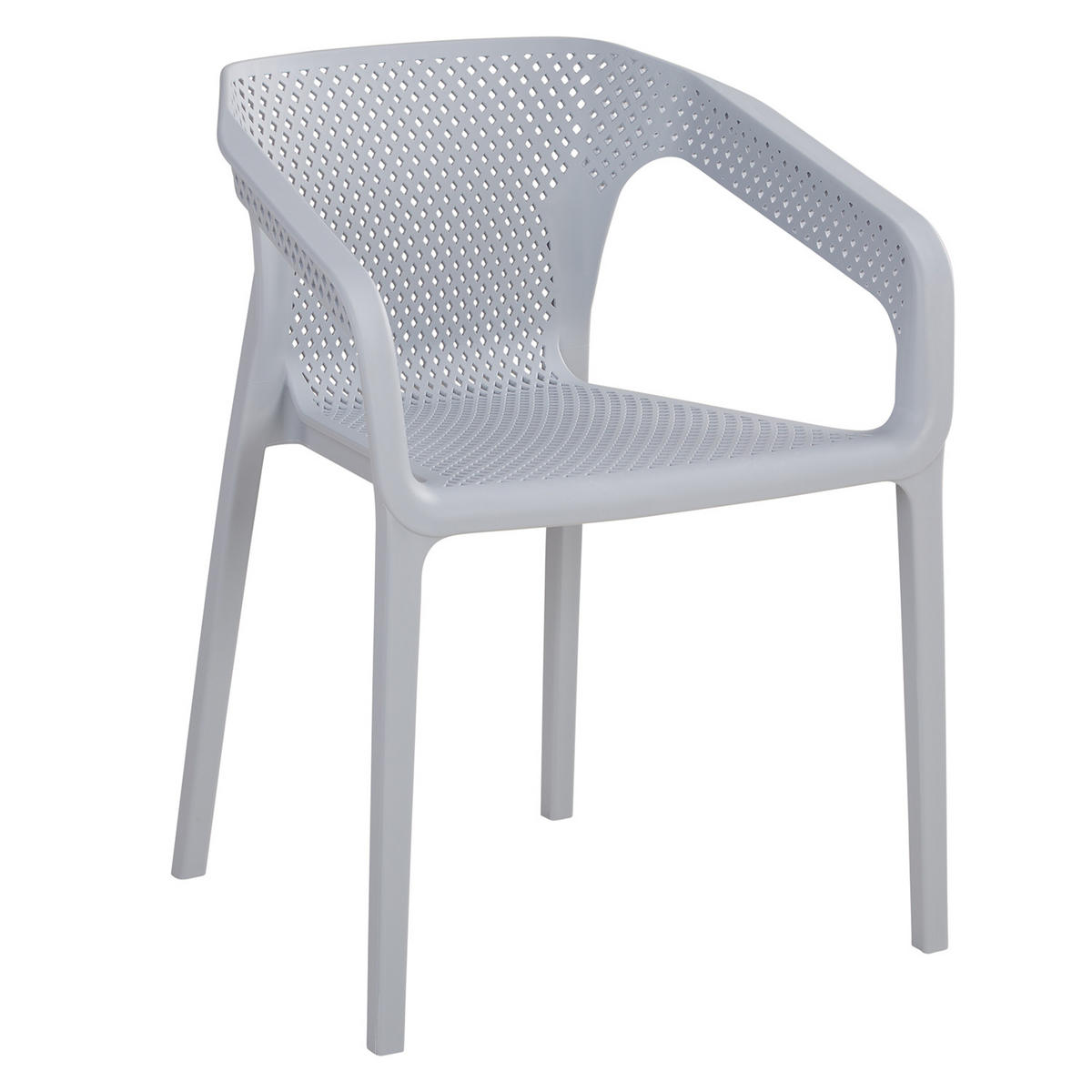 GARTENSTUHL 4er-Set Kunststoff Grau mit Armlehnen - Grau, Kunststoff (220/75/54cm) - Homestyle4u