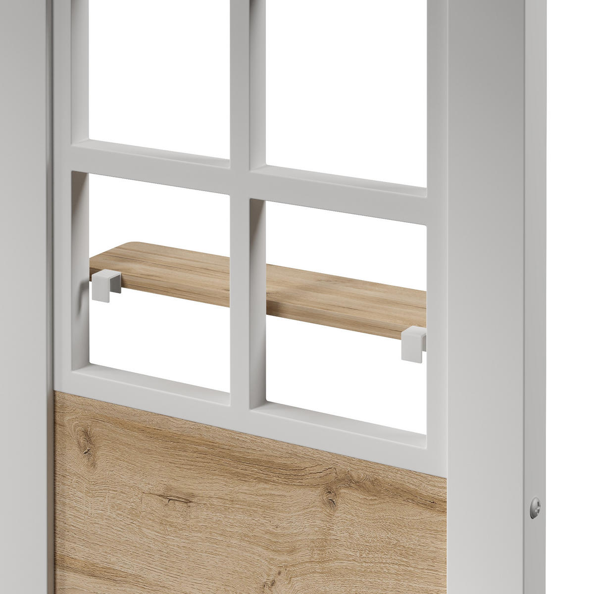 HOCHBETT 90/200 cm mit Eisenrahmen Weiß, Ablageleiter und Stauraum - Weiß, Metall