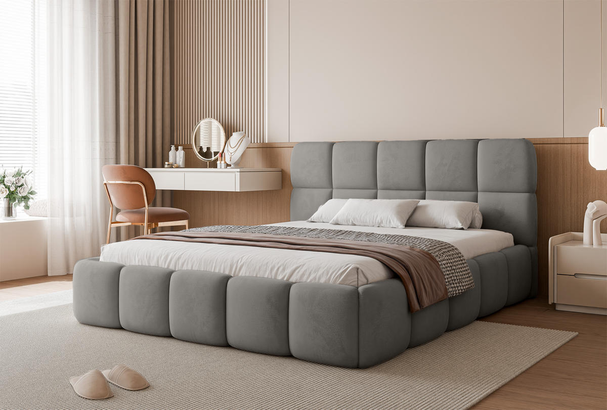 POLSTERBETT Mostar 160x200 cm, Dunkelgrau - Dunkelgrau, Textil (160/200cm) - Fedve