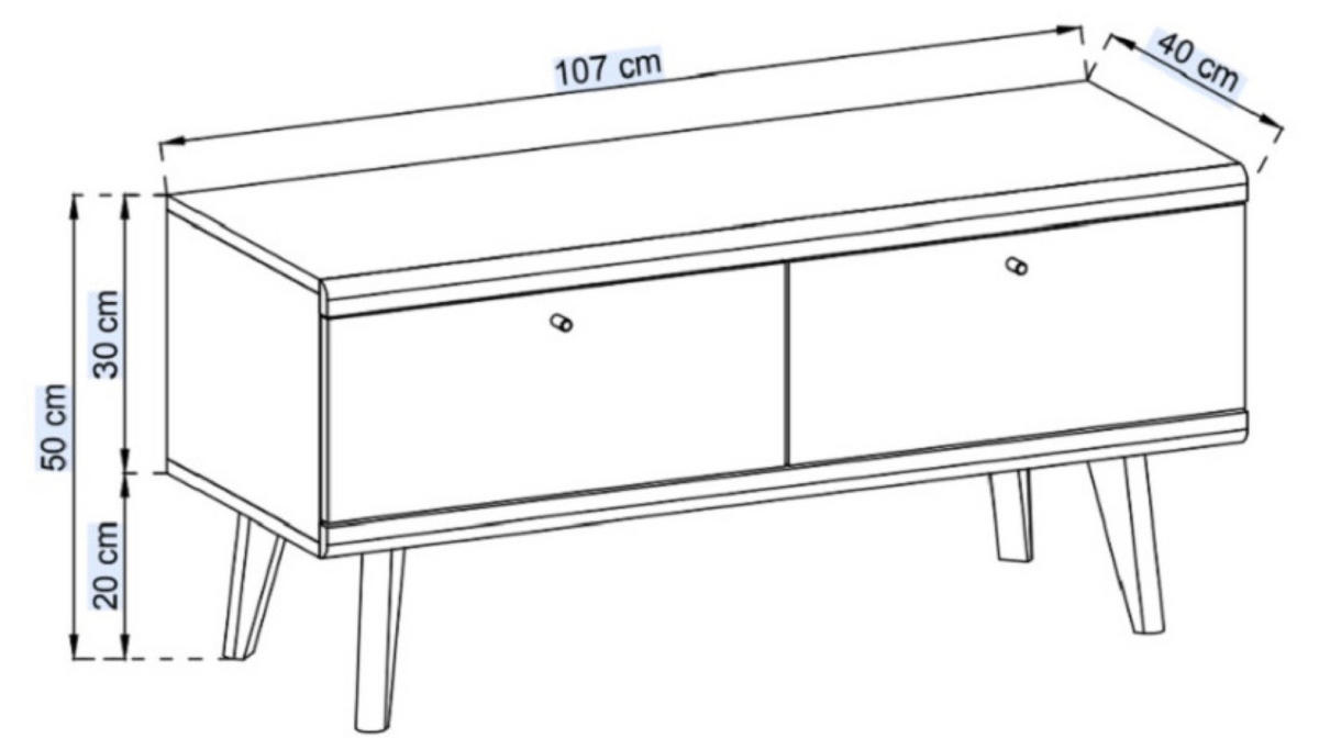 TV-LOWBOARD Weiß DRIMO RTV 107 Mit Massivholzbeinen - Multicolor, Holzwerkstoff (107/50/40cm) - Sepro Meble