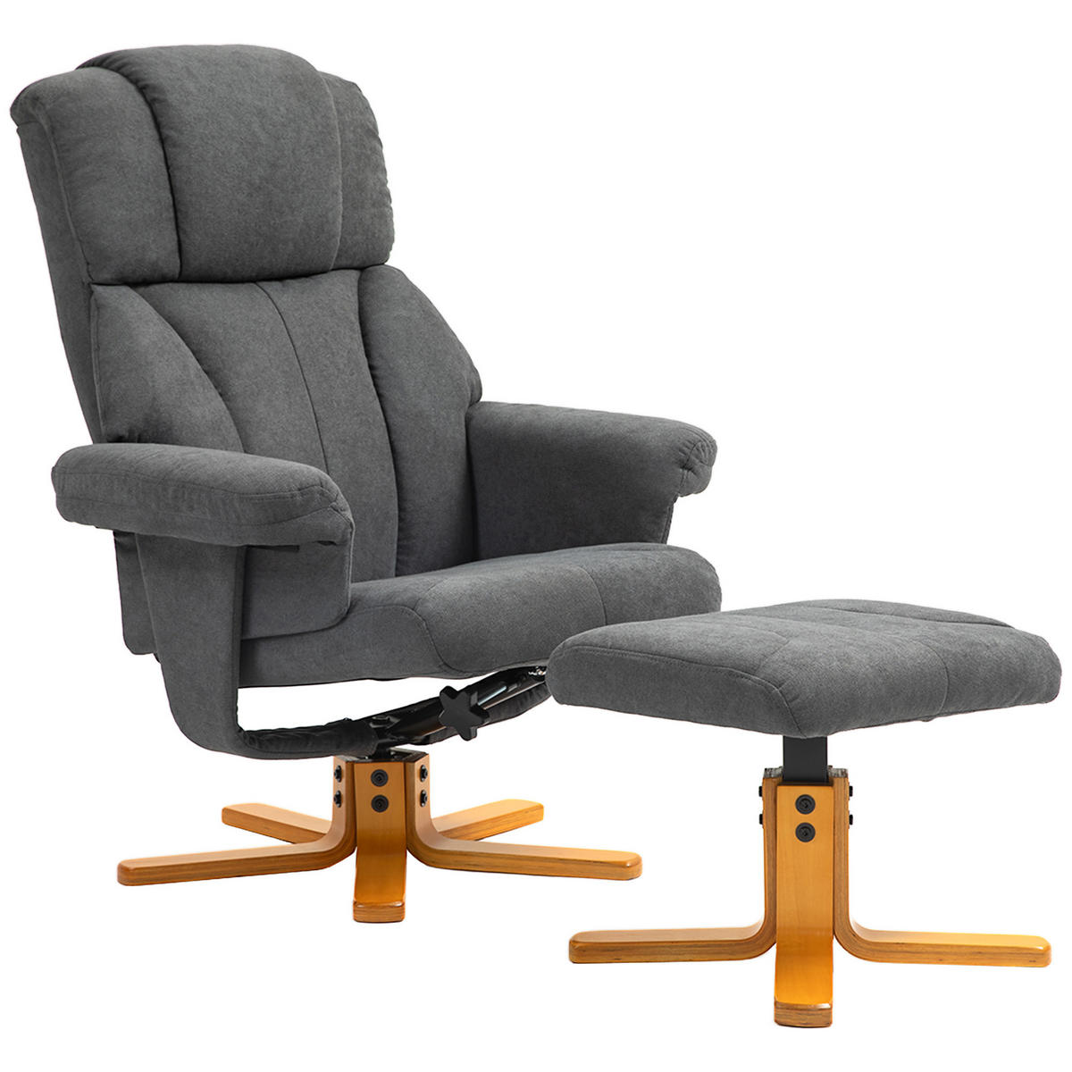FERNSEHSESSEL DE-07541 verstellbar mit Fußhocker und Holzrahmen Dunkelgrau - Dunkelgrau, Holz (80/104/79cm) - ComfortXL