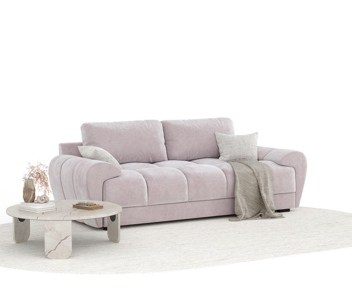 3-SITZER SOFA Peebles Lila Samtstoff - Flieder/Schwarz, Holz/Holzwerkstoff (244/90/101cm) - Maison de Reve