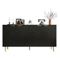 SIDEBOARD 160/40/80 cm mit 4 Türen, verstellbaren Einlegeböden und Soft-Close-Scharnieren, MDF/Spanplatte, Schwarz - Schwarz, Holzwerkstoff (160/80/40cm) - Redom