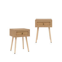 NACHTTISCH MIT 1 SCHUBLADE Hera Natürlich 40 cm x 58 cm 2er-Set - Naturfarben, Holzwerkstoff (40/58/30cm) - Klast Home