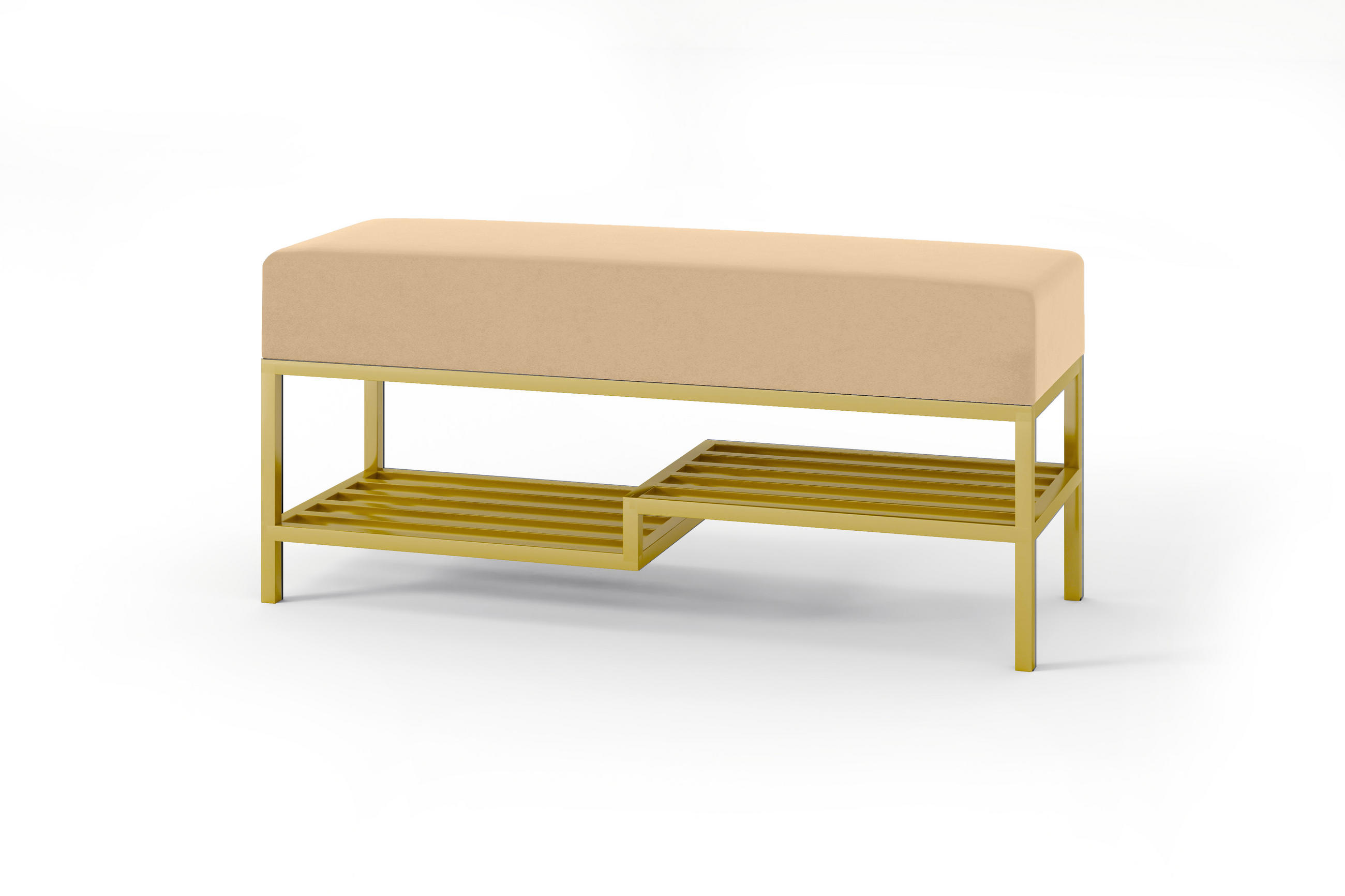 POLSTERBANK MELLO 80 Hellbeige, Golden Beine - Beige/Goldfarben, Textil/Metall (80/45/35cm) - Bettso