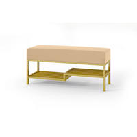 POLSTERBANK MELLO 80 Hellbeige, Golden Beine - Beige/Goldfarben, Textil/Metall (80/45/35cm) - Bettso