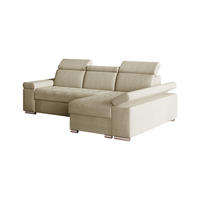 ECKSOFA mit Schlaffunktion Luka L Twist 01 - Beige - Links - Beige/Silberfarben, Holzwerkstoff (260/168cm) - Möblo