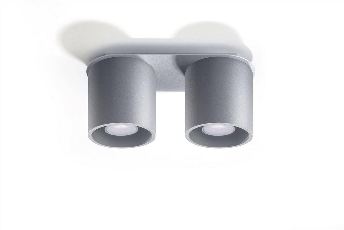 DECKENLEUCHTE Aluminium Grau 2-flammig - Grau, Metall (26/10/12cm) - Sollux Lighting