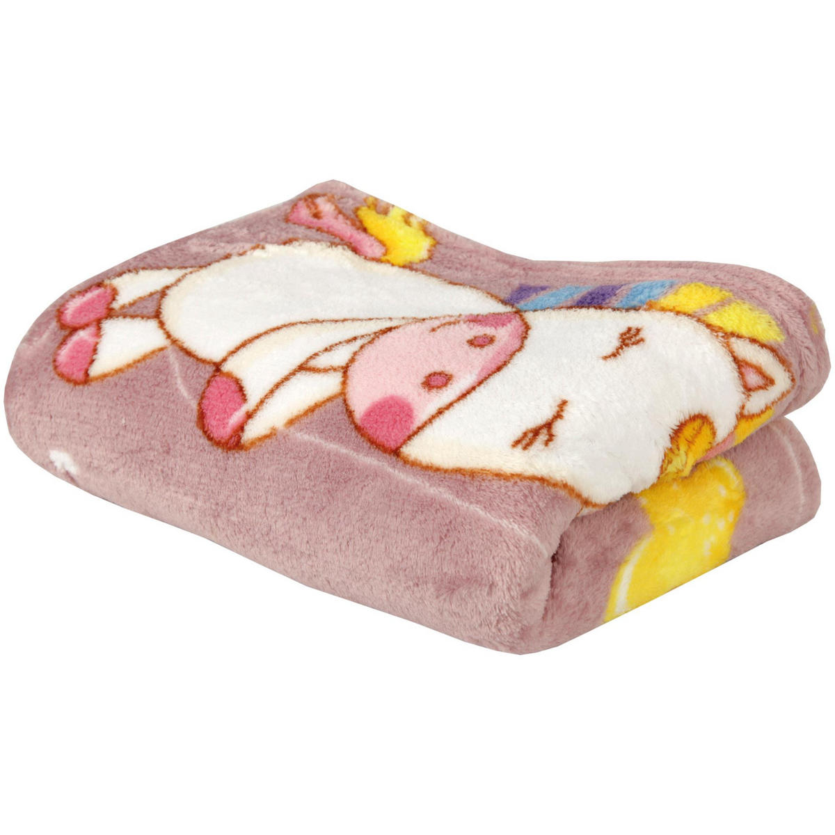 BABY FLEECEDECKE 75x100cm - Einhorn - Dunkelrosa, Textil (75/100cm)